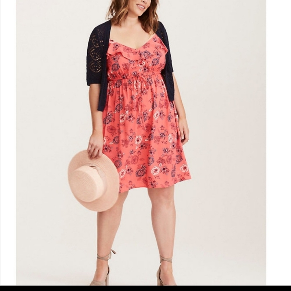 Nwot Torrid Floral Print Ruffle Challis Tank Dress size 1 (1X 14-16)